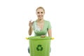 Young woman recycling