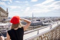 Woman on the terrace in Paris Royalty Free Stock Photo