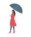 Young woman in a red coat holding an umbrella Royalty Free Stock Photo