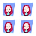 Young Woman With Red Hair Different Facial Emotions Set Of Girl Face Expressions Royalty Free Stock Photo