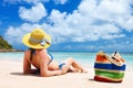 Young woman relaxing at beach Royalty Free Stock Photo