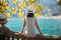 Young woman relaxing on beautiful Garda lake Royalty Free Stock Photo