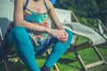 Woman relaxing in garden Royalty Free Stock Photo