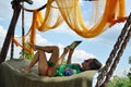 Young woman relaxing in hammock Royalty Free Stock Photo