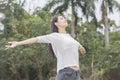 Young woman relaxing in spring outdoor