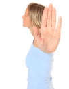 Young woman with repelling gesture Royalty Free Stock Photo
