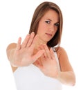 Young woman with repelling gesture Royalty Free Stock Photo