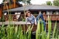 Young woman resting and having fun in the park Royalty Free Stock Photo