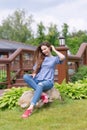 Young woman resting and having fun in the park Royalty Free Stock Photo