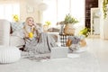 Young woman resting at home, winter time Royalty Free Stock Photo