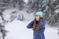 Young woman resting after jogging in winter Royalty Free Stock Photo