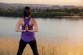 Young woman , reverse prayer yoga pose Royalty Free Stock Photo