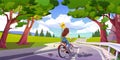 Young woman riding bicycle on mountain highway Royalty Free Stock Photo