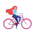 Young woman riding bike ecology concept Royalty Free Stock Photo