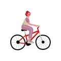 Young Woman Riding Bike, Female Athlete Cyclist Character in Sportswear, Active Healthy Lifestyle Vector Illustration Royalty Free Stock Photo