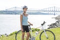 Young Woman Riding Bike outside