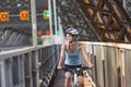 Young Woman Riding Bike outside Royalty Free Stock Photo