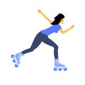 A young woman riding fun with her inline skate. Royalty Free Stock Photo