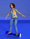 Young woman riding a hoverboard