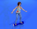 Young woman riding a hoverboard