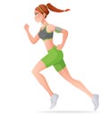 Young woman running. Cartoon vector illustration on white background.