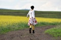 Young woman running on a countryside road. Freedom concept Royalty Free Stock Photo