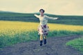 Young woman running on a countryside road Royalty Free Stock Photo