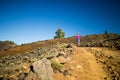 Young woman running in mountains on sunny summer day Royalty Free Stock Photo