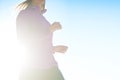 Young Woman Running Outdoor in Bright Sunrays. Active Lifestyle Concept. Royalty Free Stock Photo