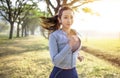 Young woman running in the park at  morning Royalty Free Stock Photo