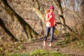 Young woman running training in autumn park Royalty Free Stock Photo