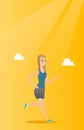 Young woman running vector illustration. Royalty Free Stock Photo