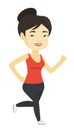 Young woman running vector illustration. Royalty Free Stock Photo