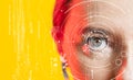 Human eye and graphical interface. Smart wearable technology concept Royalty Free Stock Photo