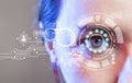 Human eye and graphical interface. Smart wearable technology concept Royalty Free Stock Photo