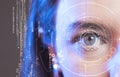 Human eye and graphical interface. Smart wearable technology concept Royalty Free Stock Photo
