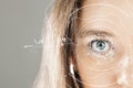 Human eye and graphical interface. Smart wearable technology concept Royalty Free Stock Photo