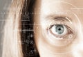 Human eye and graphical interface. Smart wearable technology concept Royalty Free Stock Photo