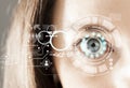 Human eye and graphical interface. Smart wearable technology concept Royalty Free Stock Photo