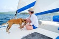 Young woman sailing on a luxury yacht Royalty Free Stock Photo