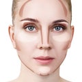 Woman with sample contouring and highlight makeup Royalty Free Stock Photo