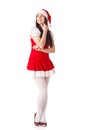 Young woman in Santa costume. Christmas.