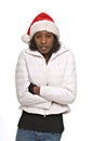 Young woman in Santa hat