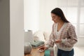 Young woman with scented sachets