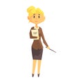 Young Woman School Teacher In Classic Outfit, Education Professional Cartoon Character