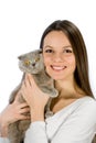 Young woman with scottish-fold cat Royalty Free Stock Photo