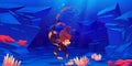 Young woman scuba diver explore sea bottom corals Royalty Free Stock Photo