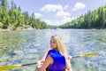 Young woman sea kayaking Royalty Free Stock Photo