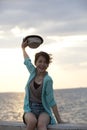 Young woman at sea side Royalty Free Stock Photo