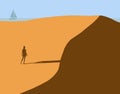 A young woman is seen walking on a sand dune on the lake shore of the Indiana Dunes Royalty Free Stock Photo